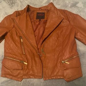 Woman’s drown leather Moto jacket